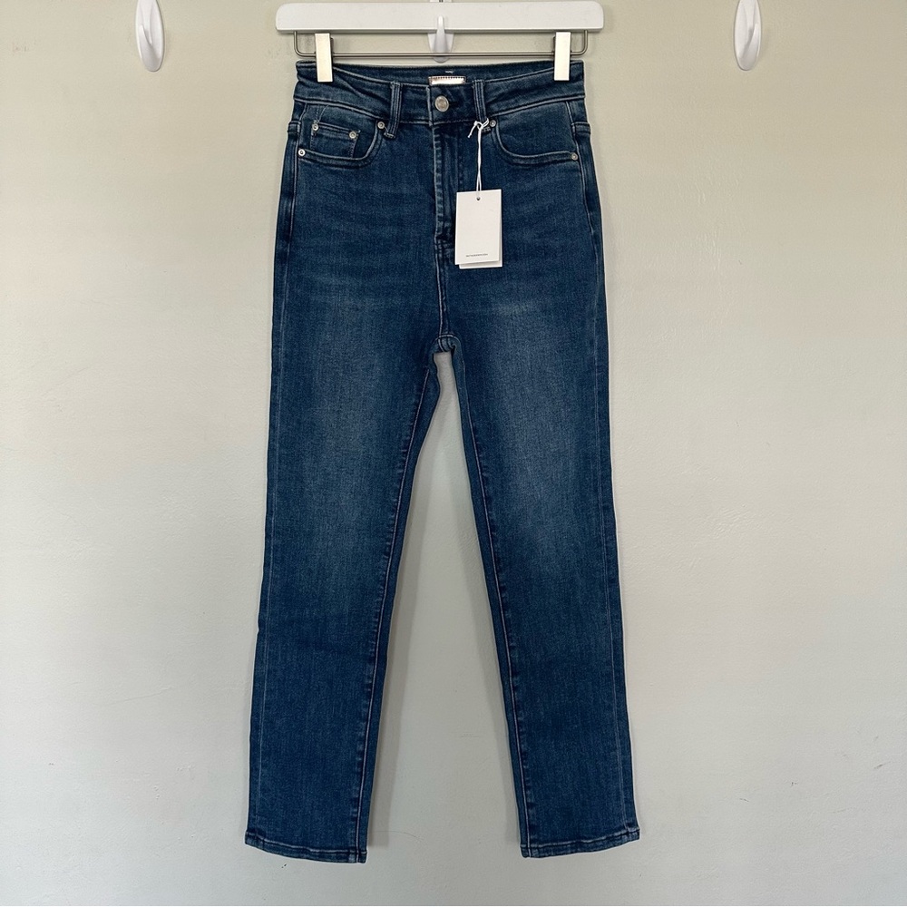 NWT MOTHER The Looker Ankle Step Fray Denim Secret Sister Size 24 Stretch